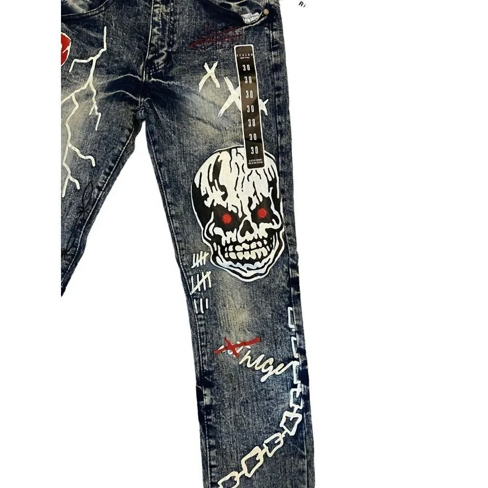 NWT Reason Skinny Jeans Move in‎ Silence Skateboard Streetwear 30Wx32L - Picture 6 of 13